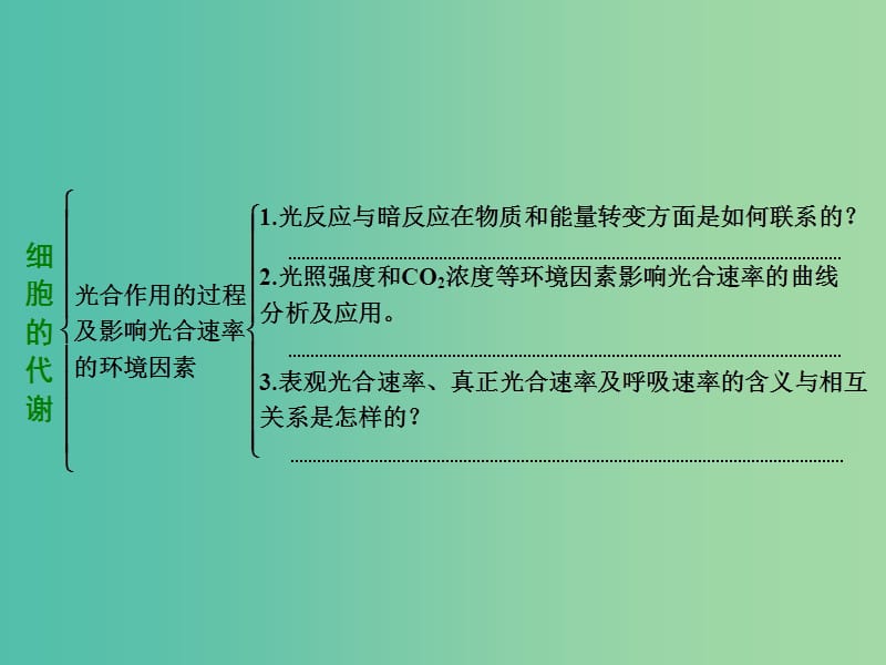 高考生物二轮专题复习 第一部分 专题1 第3讲 细胞系统的功能——能量的供应与利用课件.ppt_第3页