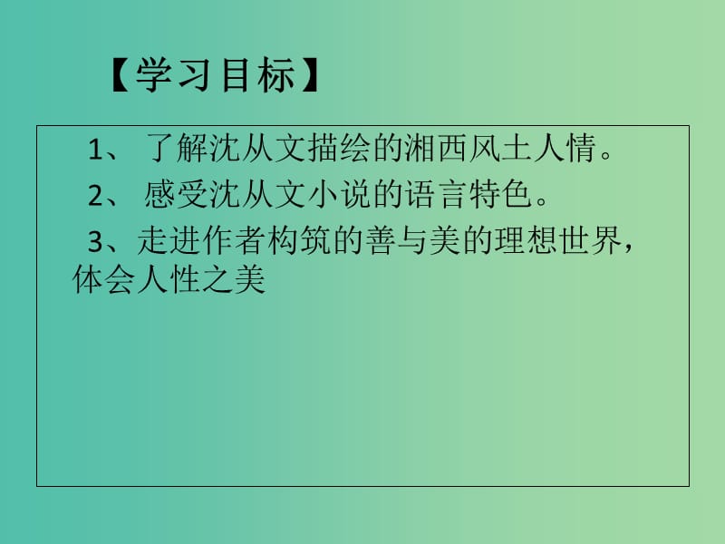 陕西省蓝田县焦岱中学高中语文 3 边城课件1 新人教版必修5.ppt_第3页