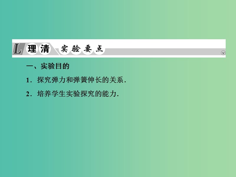 2019届高考物理一轮复习 实验微课二 探究弹力和弹簧伸长的关系课件.ppt_第3页