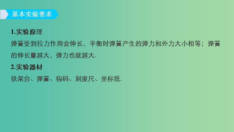 2019年度高考物理一轮复习 第二章 相互作用 实验二 探究弹力和弹簧伸长的关系课件.ppt_第3页