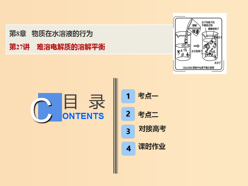 2019版高考化学一轮复习 第8章 物质在水溶液的行为 第27讲 难溶电解质的溶解平衡课件 鲁科版.ppt_第1页