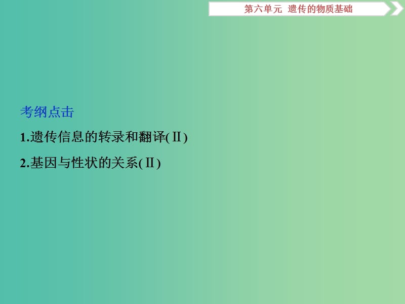 2019届高考生物一轮复习 第六单元 遗传的物质基础 第21讲 基因的表达课件.ppt_第2页