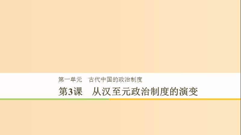 2018-2019学年高中历史第1单元第3课从汉至元政治制度的演变课件新人教版必修1 .ppt_第1页