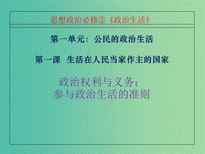 高考政治復(fù)習(xí) 1.2《政治權(quán)利與義務(wù) 參與政治生活的基礎(chǔ)和準(zhǔn)則》課件9 新人教版必修2.ppt