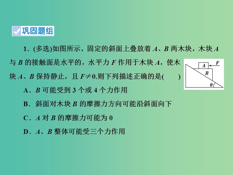 2019高考物理一轮复习 第二章《相互作用》第4课时 受力分析 共点力的平衡课件 新人教版.ppt_第3页