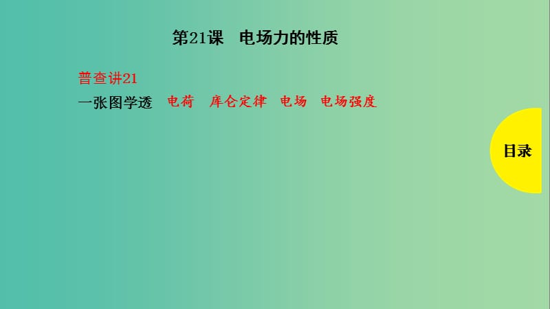 2019版高考物理总复习 第21课 电场力的性质课件.ppt_第1页