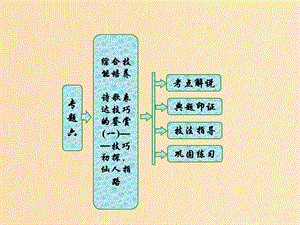 2018-2019學(xué)年高中語文 專題六 綜合技能培養(yǎng) 詩歌表達(dá)技巧的鑒賞（一）——技巧初探仙人指路課件 蘇教版選修《唐詩宋詞選讀》.ppt