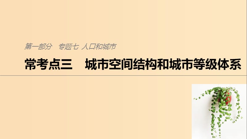 2019版高考地理二轮复习 考前三个月 专题七 人口和城市 常考点三 城市空间结构和城市等级体系课件.ppt_第1页