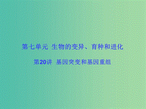 高考生物大一輪復習 第七單元 生物的變異、育種和進化20課件 新人教版 .ppt