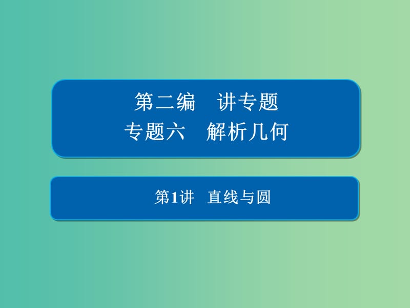 2019高考数学二轮复习 第二编 专题六 解析几何 第1讲 直线与圆课件 文.ppt_第1页