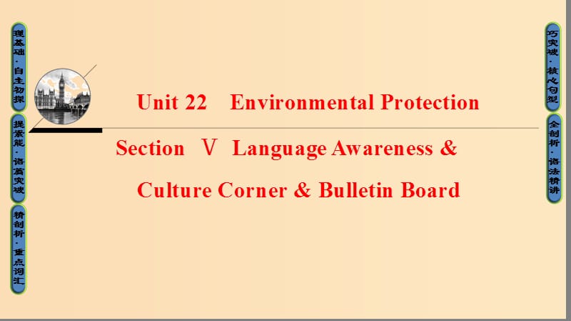 2018-2019学年高中英语Unit22EnvironmentalProtectionSectionⅤLanguageAwareness&ampCultureCorner&ampBulletinBoard课件北师大版选修8 .ppt_第1页