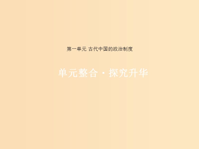 2019版高考历史一轮复习 第一单元 古代中国的政治制度单元整合课件.ppt_第1页