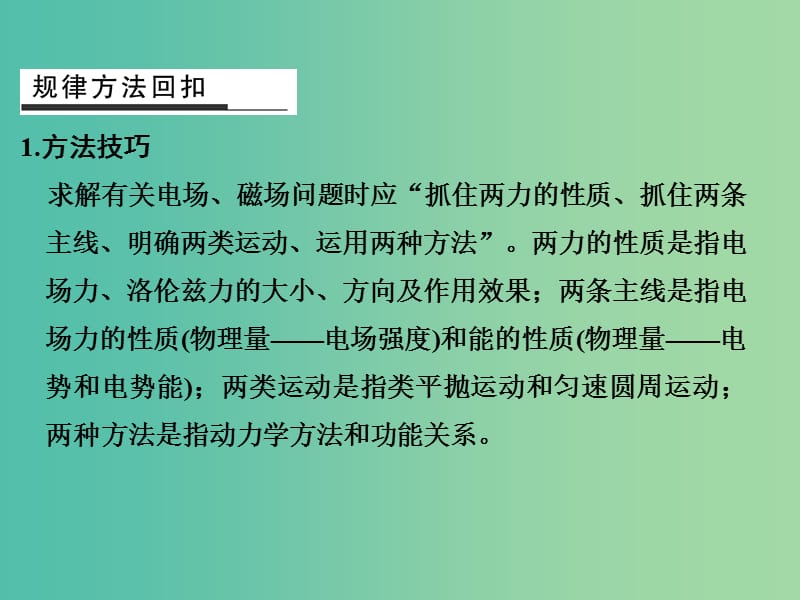 高考物理二轮复习 倒数十天冲刺 倒数第6天 电场和磁场课件.ppt_第3页