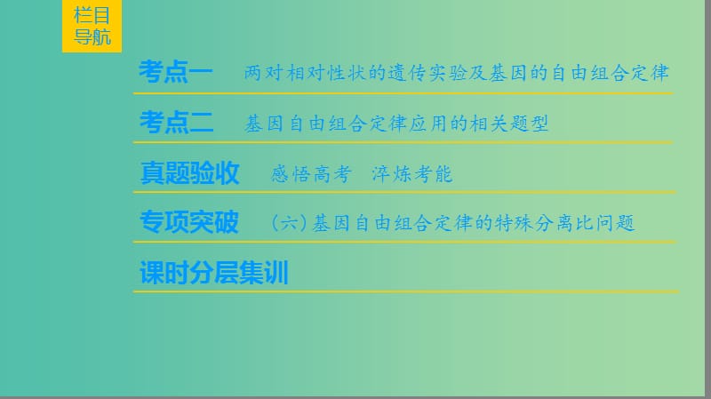 高考生物一轮复习第5单元遗传定律和伴性遗传第2讲孟德尔的豌豆杂交实验(二)课件.ppt_第2页