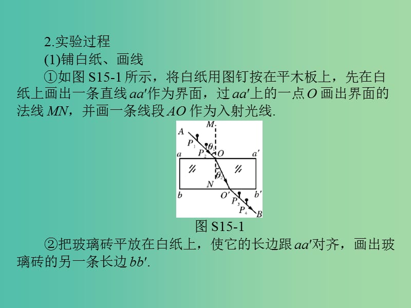 2019版高考物理一轮复习 实验十五 测定玻璃的折射率课件.ppt_第3页