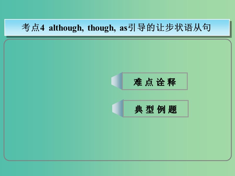 高考英语总复习 常考句式 Althoughthoughas引导的让步状语从句课件 新人教版.ppt_第1页