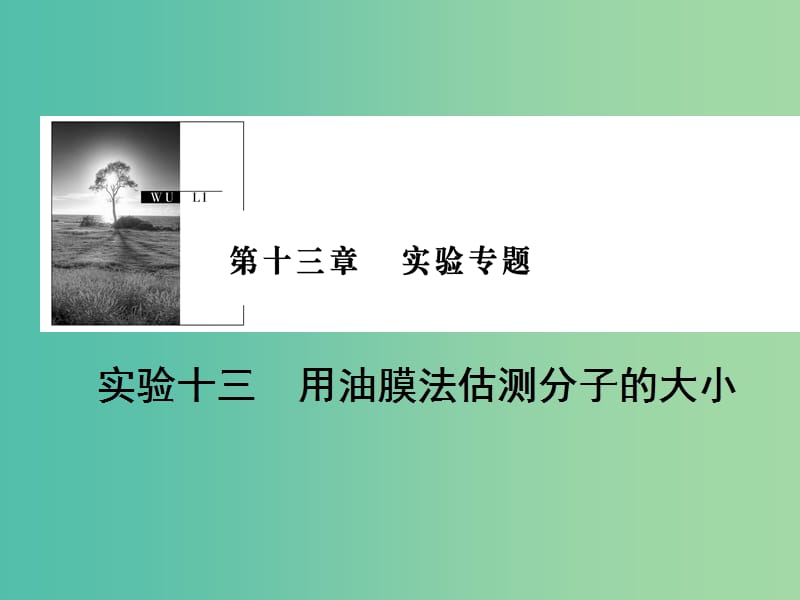 2019版高考物理一轮复习 第十四章 热学 实验13 用油膜法估测分子的大小课件.ppt_第1页