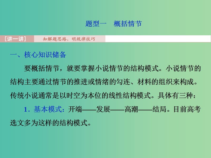 2019届高考语文一轮复习 第三部分 文学类文本阅读 专题一 小说阅读 2 高考命题点一 情节类题课件 苏教版.ppt_第3页