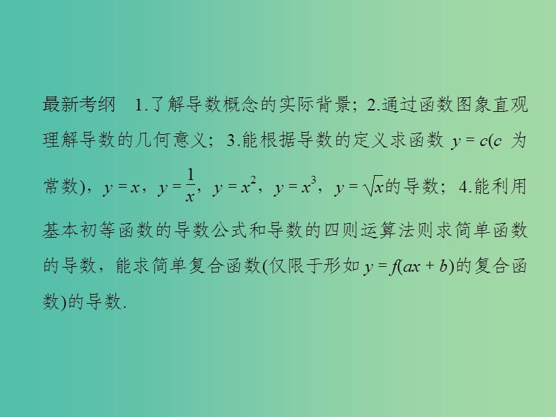 高考数学一轮复习 第三章 导数及其应用 第1讲 导数的概念及运算课件 理 新人教A版.ppt_第2页