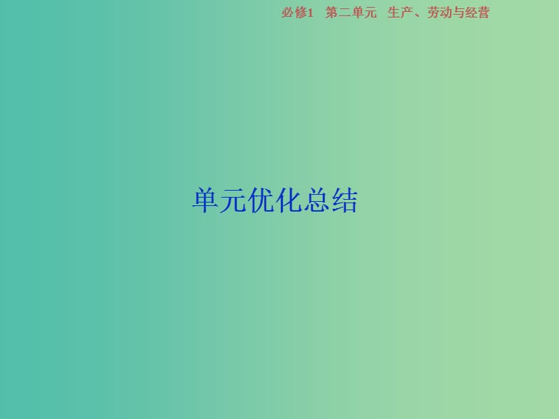 2019届高考政治一轮复习 第二单元 生产、劳动与经营单元优化总结课件 新人教版必修1.ppt_第1页