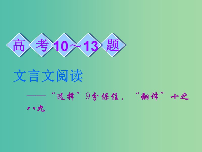 2019高考语文全程备考二轮复习 高考10～13题 文言文阅读——课前课件.ppt_第1页