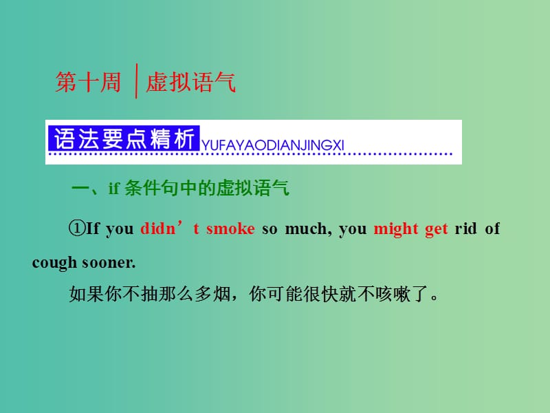 高考英语一轮复习 第三部分 语法突破 周计划 第十周 虚拟语气课件.ppt_第1页