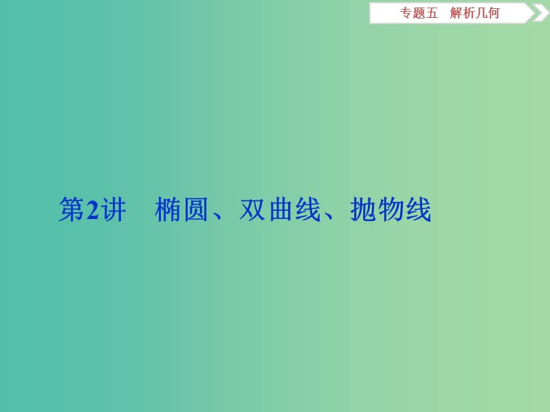 高考数学二轮复习 第一部分专题五 解析几何 第2讲 椭圆、双曲线、抛物线课件 理.ppt_第1页