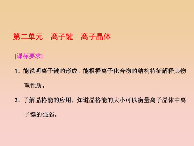 2018-2019學(xué)年高中化學(xué) 專(zhuān)題3 第二單元 離子鍵 離子晶體課件 蘇教版選修3.ppt_第1頁(yè)