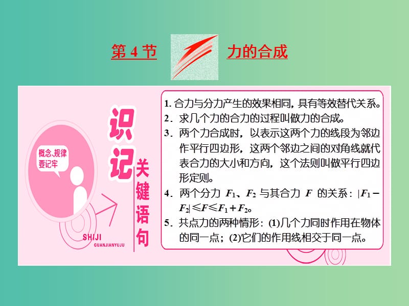 山东省专用2018-2019学年高中物理第三章相互作用第4节力的合成课件新人教版必修1 .ppt_第1页