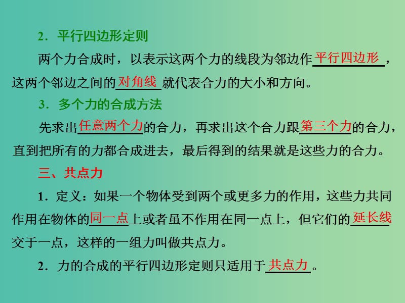 山东省专用2018-2019学年高中物理第三章相互作用第4节力的合成课件新人教版必修1 .ppt_第3页