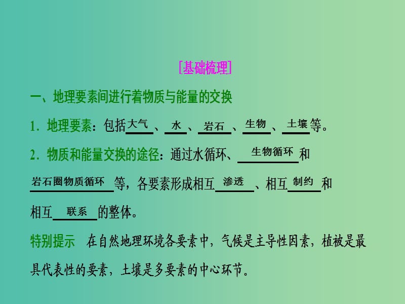 2019届高考地理一轮复习第六章自然地理环境的整体性与差异性第一讲自然地理环境的整体性课件新人教版.ppt_第3页