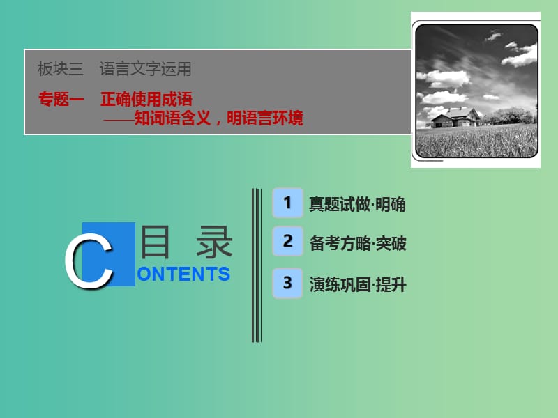 2019届高考语文一轮优化探究 板块3 专题1 正确使用成语课件 新人教版.ppt_第1页