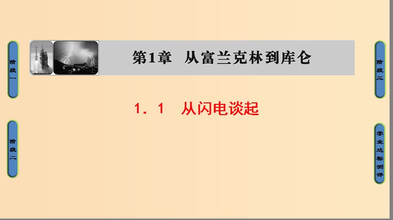 2018-2019高中物理 第1章 從富蘭克林到庫侖 1.1 從閃電談起課件 滬科版選修1 -1.ppt_第1頁