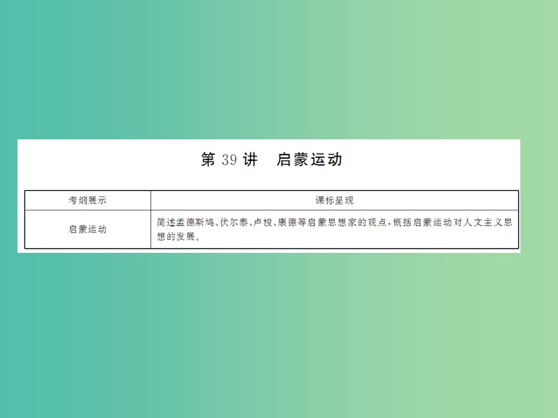 2019届高考历史总复习 第十三单元 西方人文精神的起源及其发展 3.13.39 启蒙运动课件.ppt_第1页