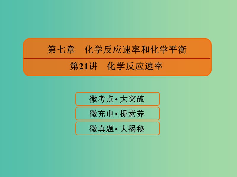 2019届高考化学一轮复习 7.21 化学反应速率课件.ppt_第1页