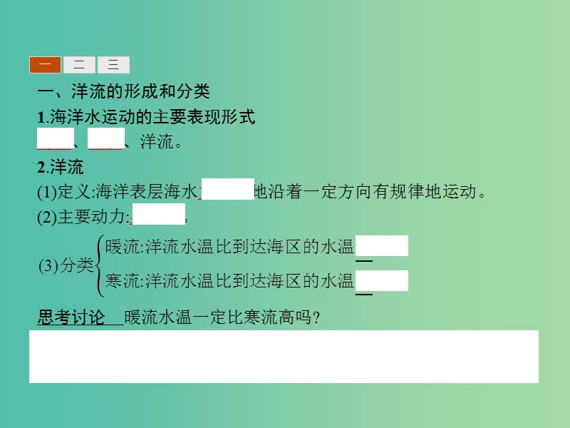 2019版高中地理第二章自然地理环境中的物质运动和能量交换2.2.2海洋水的运动--世界洋流课件中图版必修1 .ppt_第3页