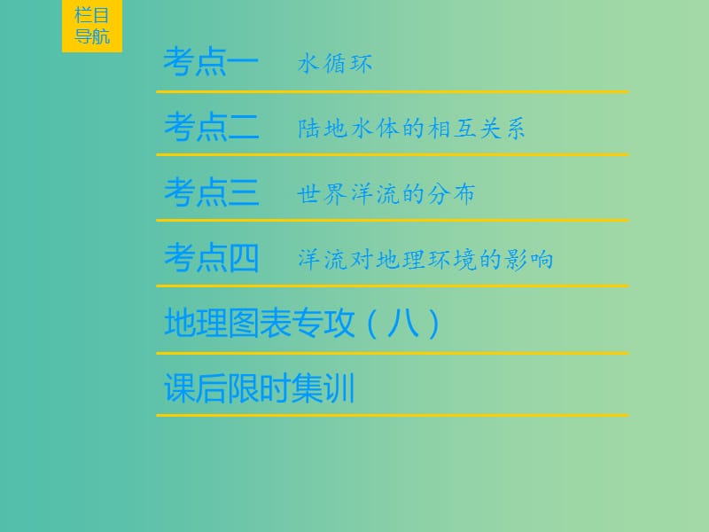 2019届高考地理一轮复习 第2章 自然环境中的物质运动和能量交换 第5节 水循环和洋流课件 新人教版.ppt_第2页