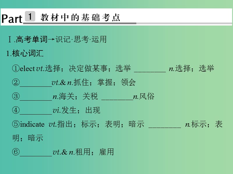 高考英语大一轮复习第1部分基础知识考点Unit1Alandofdiversity课件新人教版.ppt_第2页