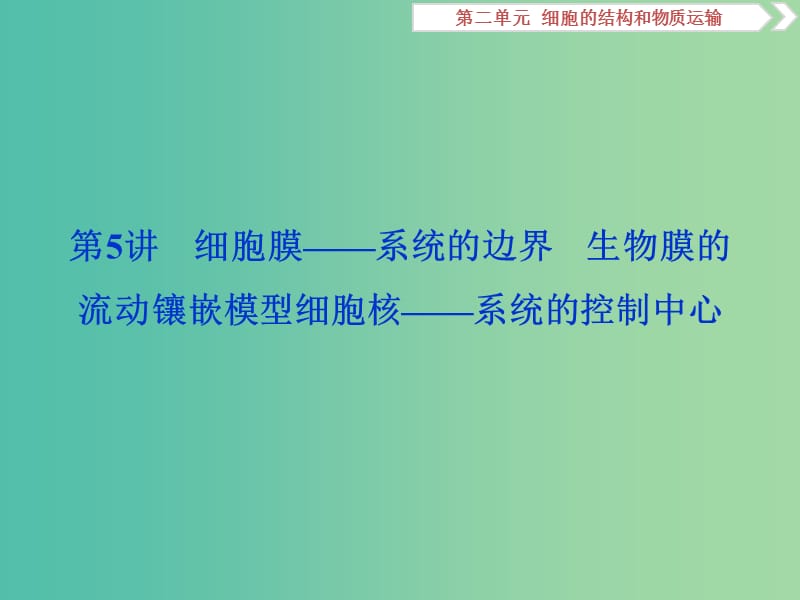 2019届高考生物一轮复习 第二单元 细胞的结构和物质运输 第5讲 细胞膜——系统的边界 生物膜的流动镶嵌模型 细胞核——系统的控制中心课件.ppt_第2页