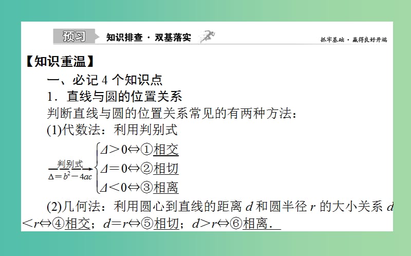 2020高考数学一轮复习 第八章 解析几何 8.4 直线与圆、圆与圆的位置关系课件 文.ppt_第2页