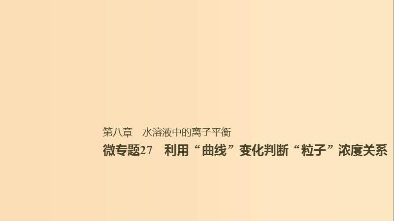 2019版高考化学一轮复习 第八章 水溶液中的离子平衡 微专题27 利用“曲线”变化判断“粒子”浓度关系课件.ppt_第1页