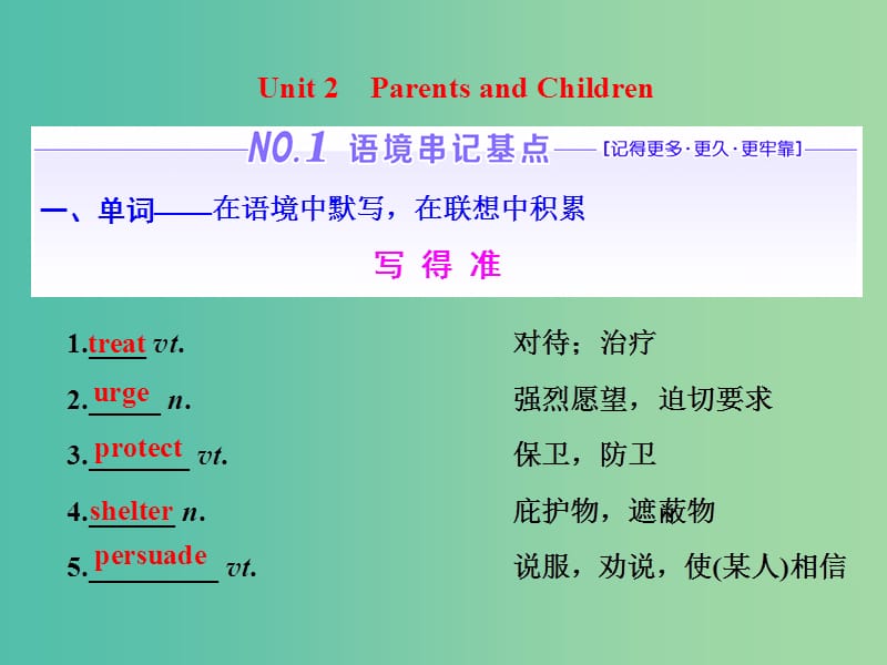 高考英语一轮复习Unit2ParentsandChildren课件重庆大学版.ppt_第1页