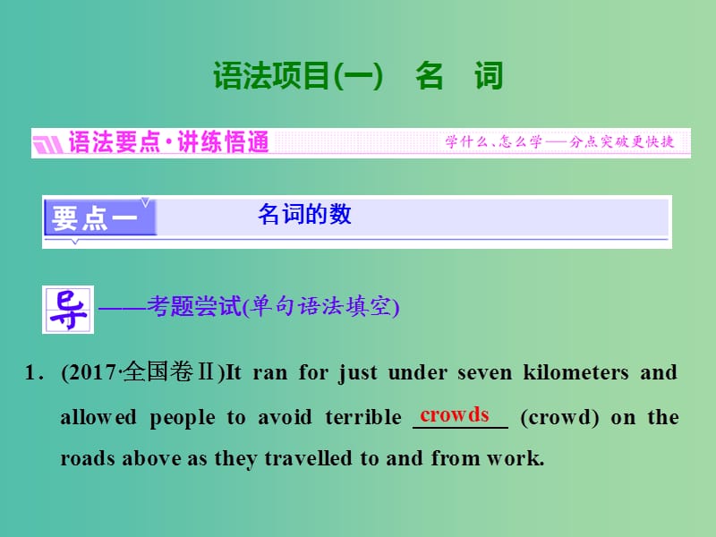 2019版高考英语一轮复习 语法专项 专题一 名词和冠词课件 北师大版.ppt_第3页