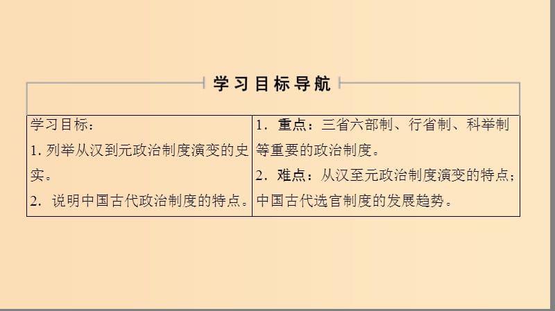 2018秋高中历史 第1单元 古代中国的政治制度 第3课 从汉至元政治制度的演变课件 北师大版必修1.ppt_第2页