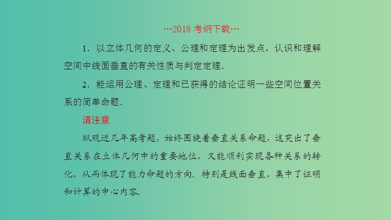 2019高考数学一轮复习 第8章 立体几何 第5课时 直线、平面垂直的判定及性质课件 理.ppt_第2页