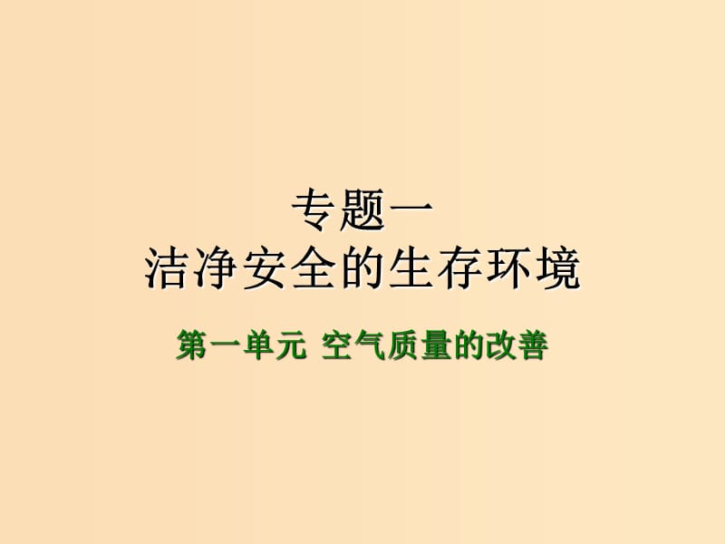 2018年高中化学 专题1 洁净安全的生存环境 第一单元 空气质量的改善课件1 苏教版选修1 .ppt_第1页