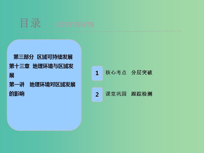 2019届高考地理一轮复习 第十三章 地理环境与区域发展 第一讲 地理环境对区域发展的影响课件 新人教版.ppt_第1页