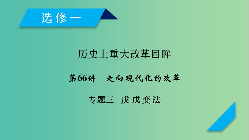 2019届高考历史一轮复习 第66讲 走向现代化的改革 专题3 戊戌变法课件 岳麓版.ppt_第1页