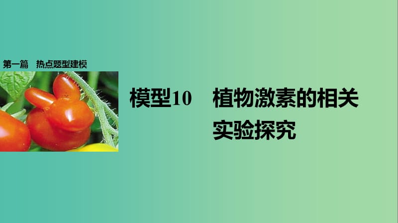 高考生物大二轮专题复习与增分策略 热点题型建模 模型10 植物激素的相关实验探究课件.ppt_第1页