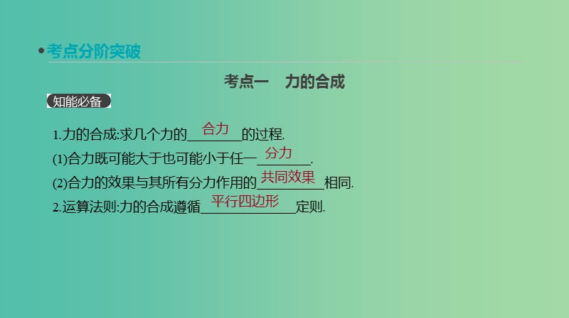 2019年高考物理一轮复习 第6讲 力的合成与分解课件 新人教版.ppt_第3页